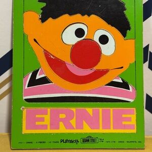 1973 Playskool Sesame Street Wooden Ernie 8 Piece Puzzle